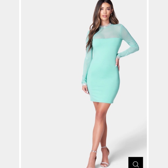 Embellished Mesh Mini Dress. Size M - Picture 1 of 8